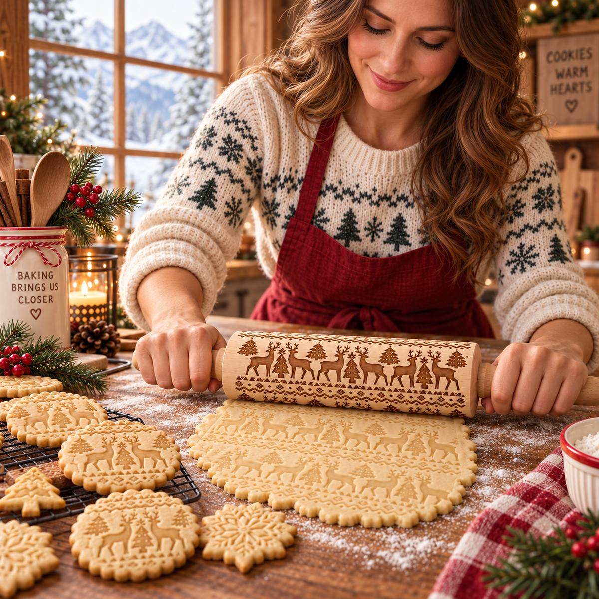 🍪🎄 Patterned Cookie Baking Roller – 100+ Designs for Festive Homemade Treats
