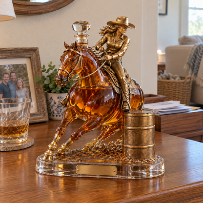 Western Spirit Cowgirl Barrel Racing Whiskey Decanter