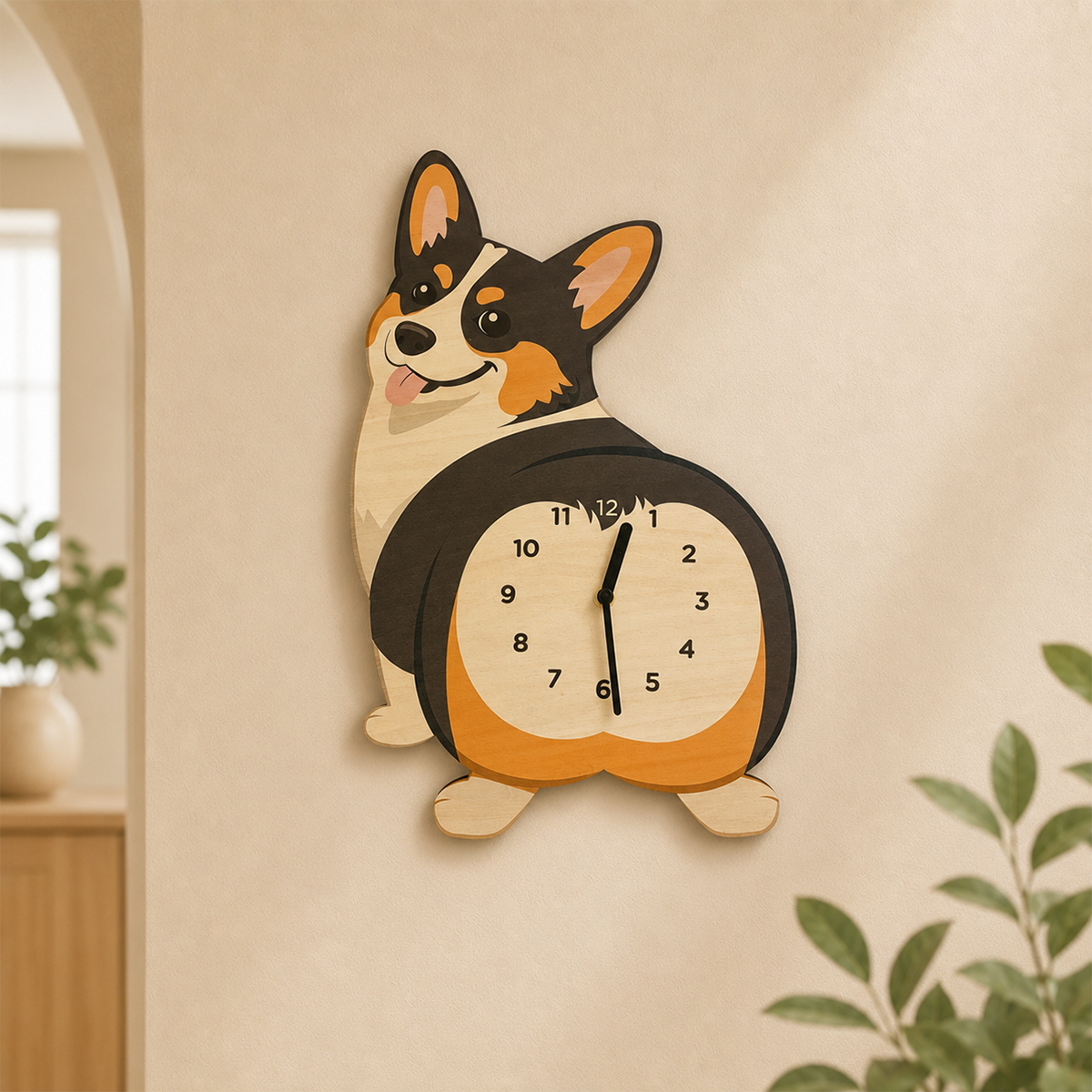Tricolor Corgi rear view