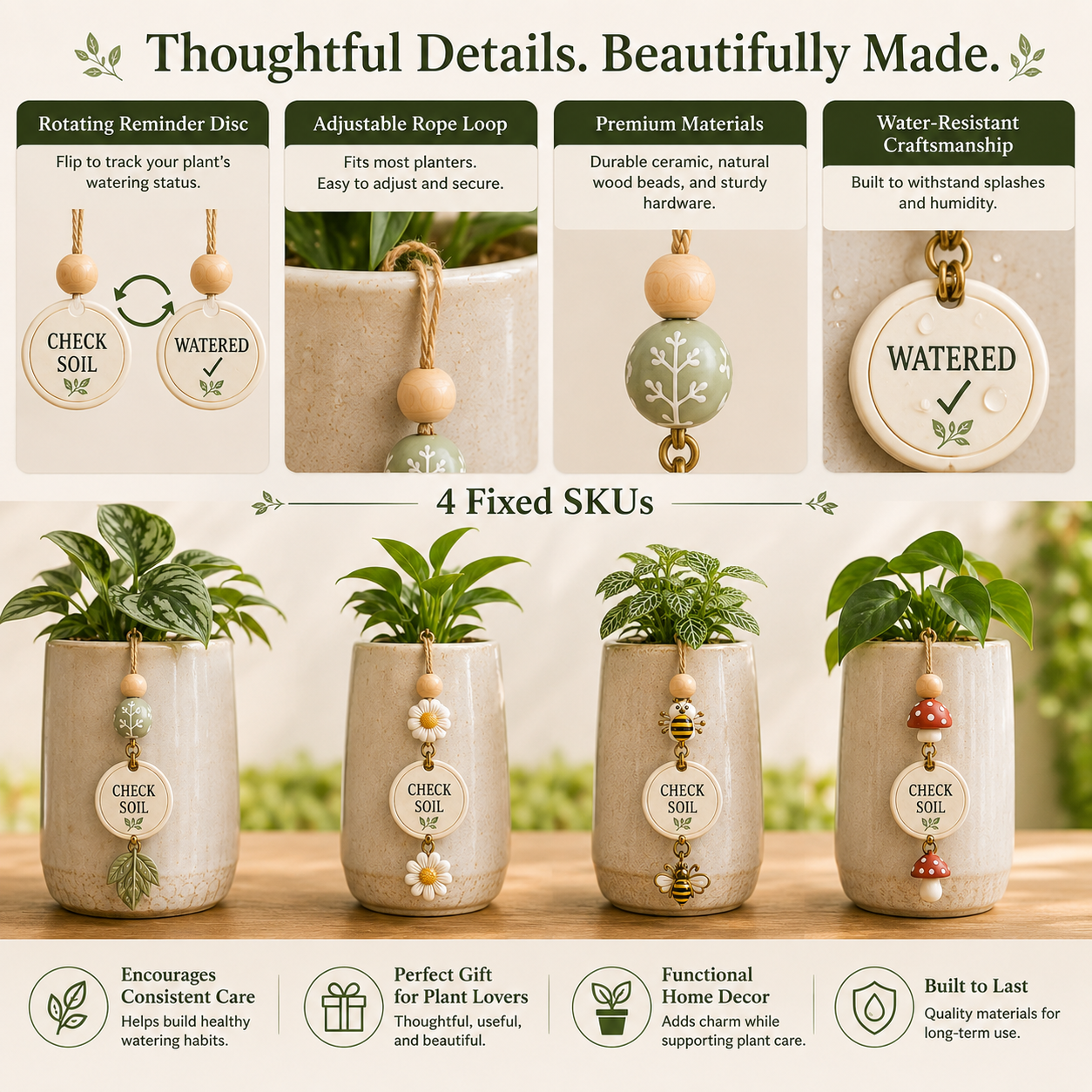 🌿 Plant Watering Reminder Charm – Flip Tracker for Healthy Plants