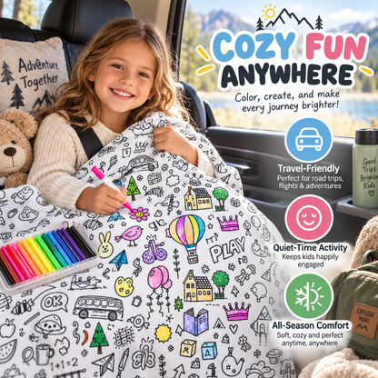 🎨🧸 Color-Me Cozy Blanket Set – Washable DIY Creative Craft for Kids