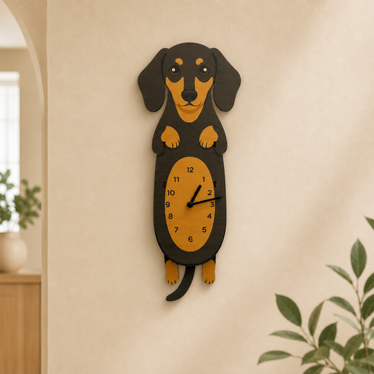 Swing Tail Dachshund Wooden Wall Clock 🐶