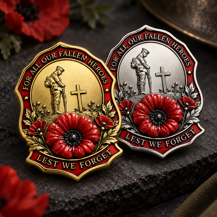 Red Poppy Remembrance Brooch