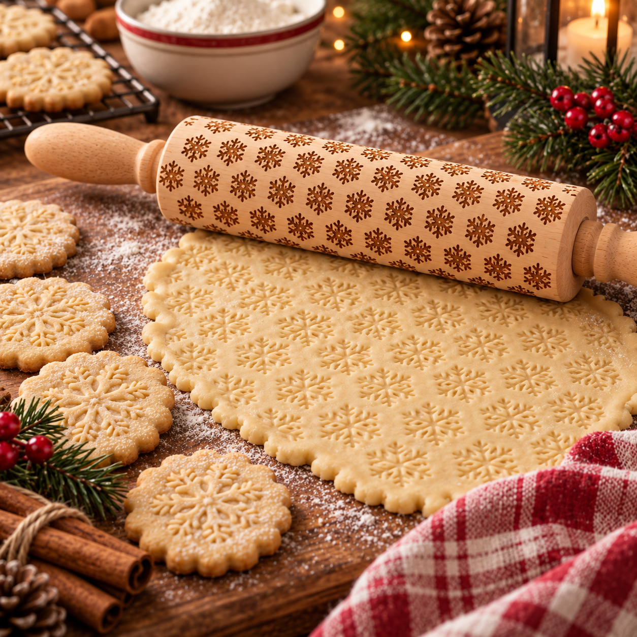 🍪🎄 Patterned Cookie Baking Roller – 100+ Designs for Festive Homemade Treats
