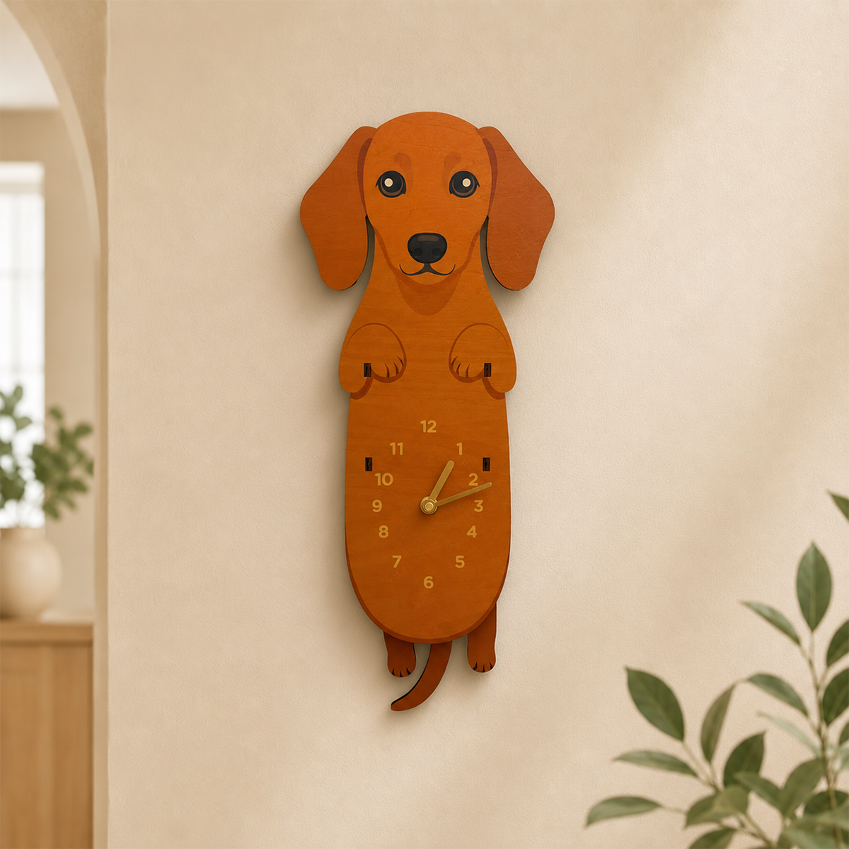 Upright Dachshund clock