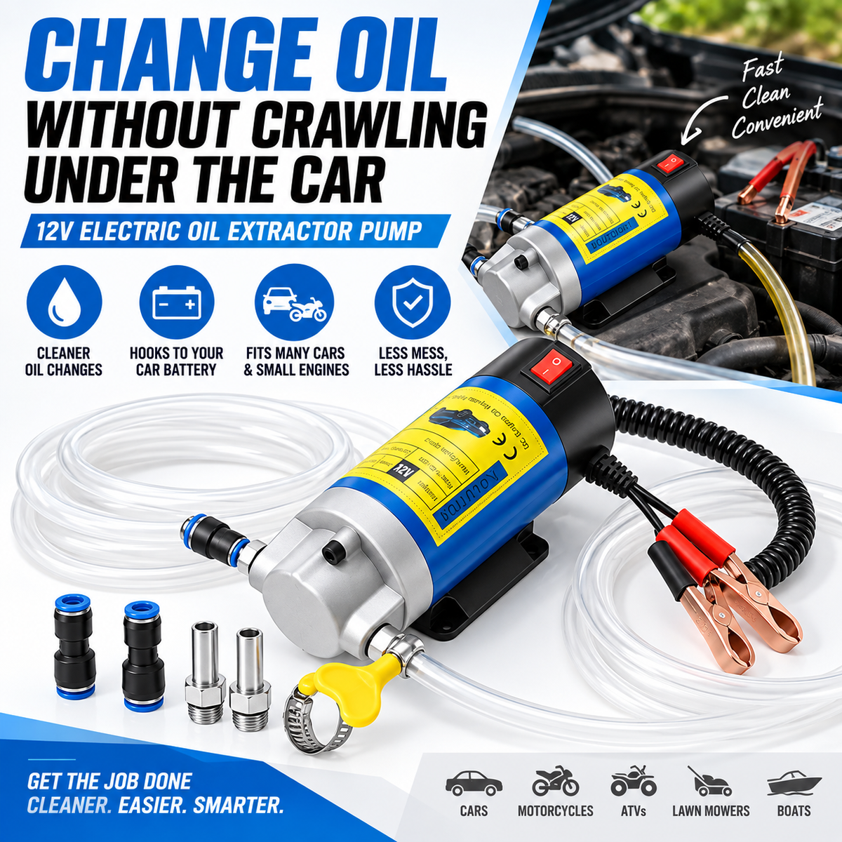 Portable 12 Volt Oil Change Pump | Universal Vehicle Compatibility