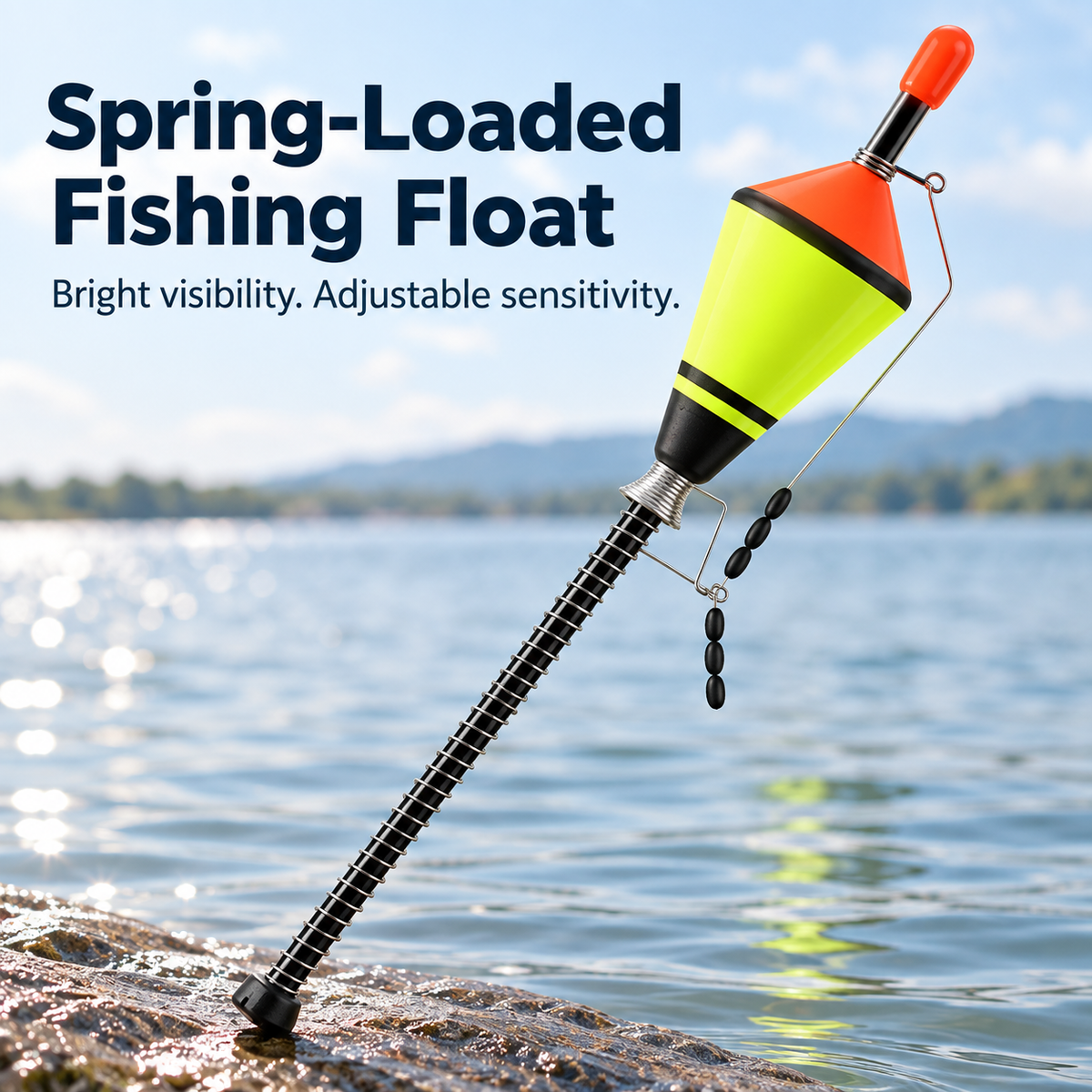 Spring-loaded fishing float