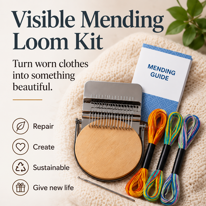 Visible Mending Loom Kit – Easy DIY Clothing Repair & Creative Darning Tool