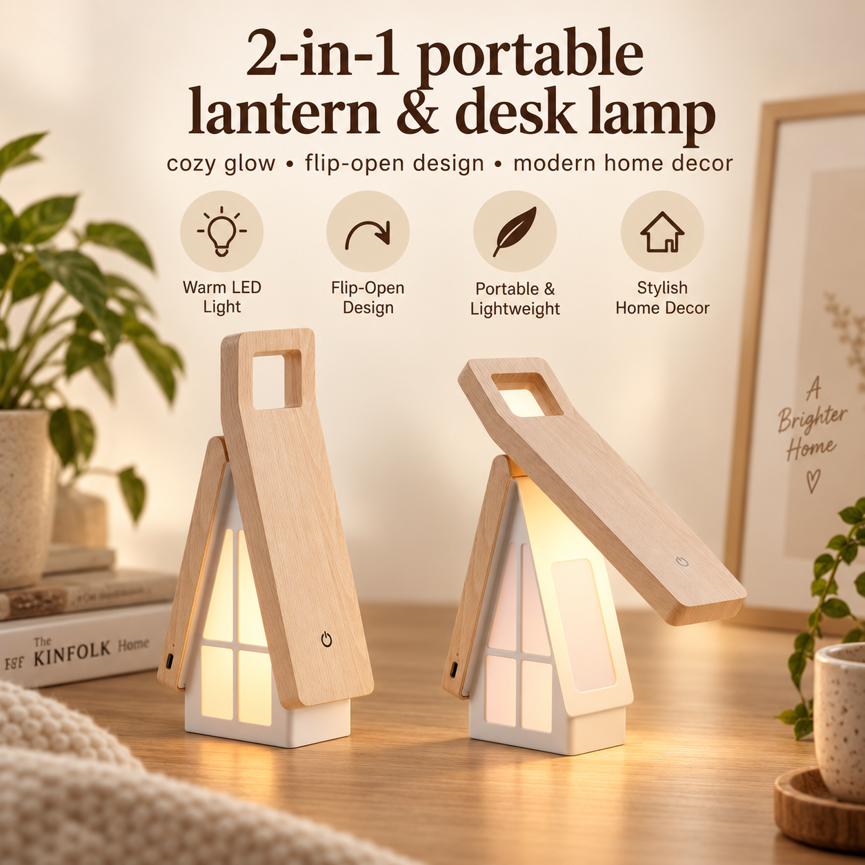 2-in-1 portable lantern and desk lamp