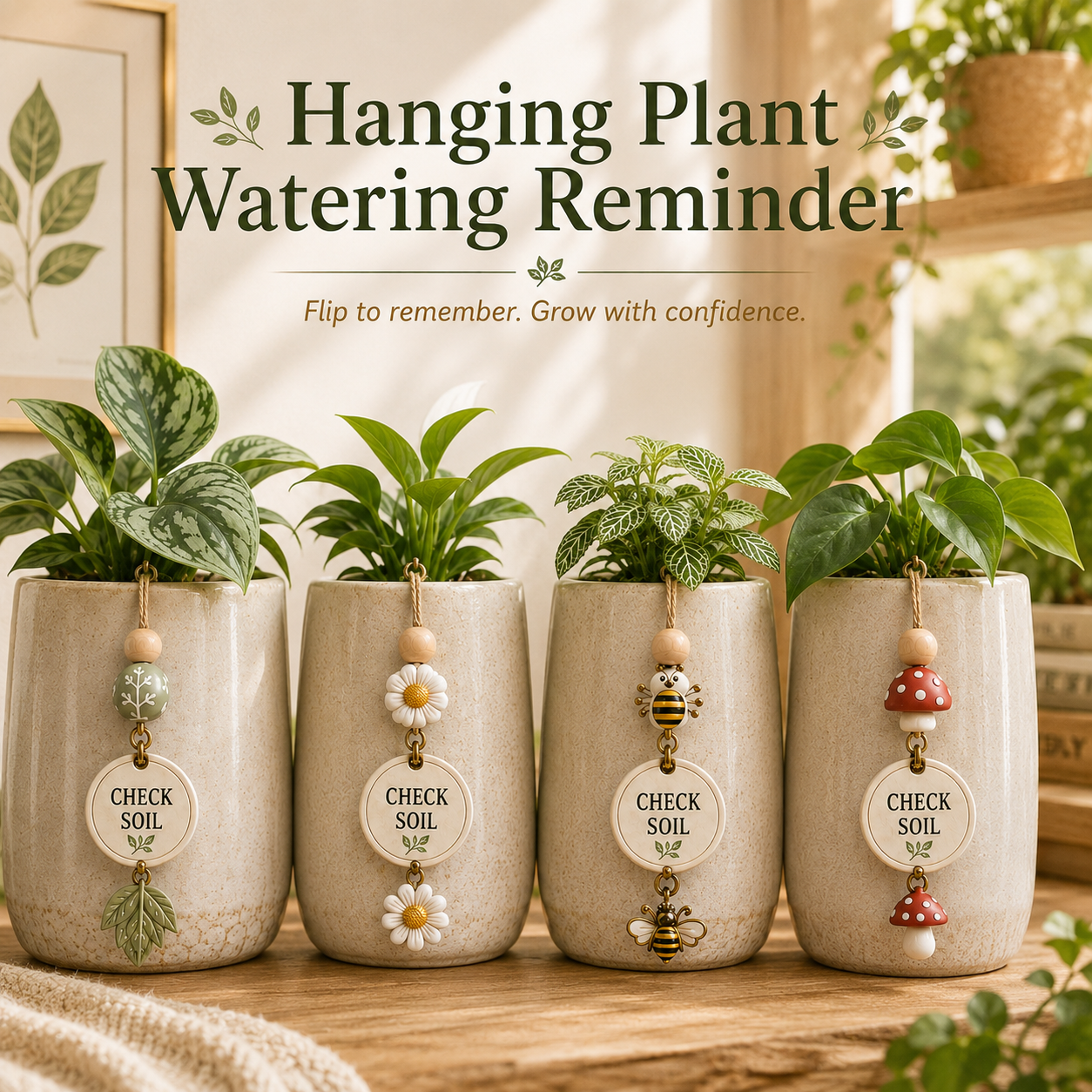 🌿 Plant Watering Reminder Charm – Flip Tracker for Healthy Plants