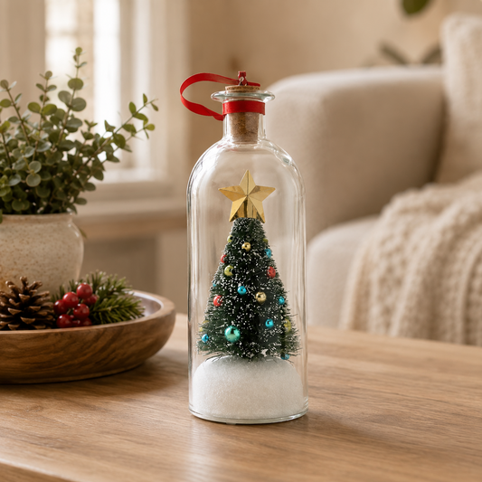 Recordable Christmas Message Bottle with Mini Tree – Personalized Voice Keepsake Gift