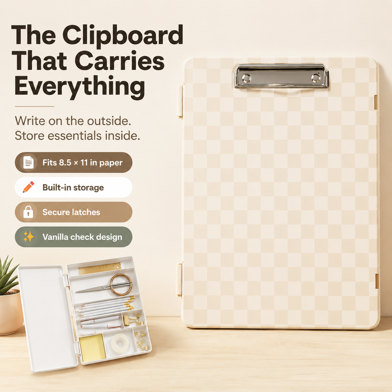 📋 All-in-One Storage Clipboard Organizer – Built-In Compartments for Paper & Office Supplies