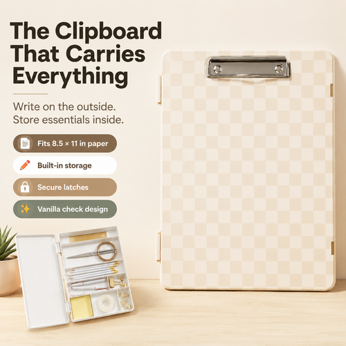 📋 All-in-One Storage Clipboard Organizer – Built-In Compartments for Paper & Office Supplies