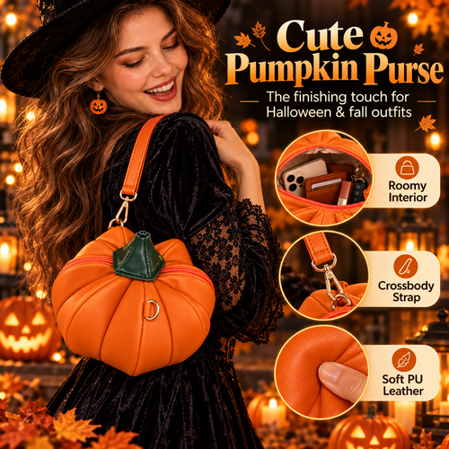 🎁 Pumpkin Crossbody Purse – Cute Halloween & Fall Handbag