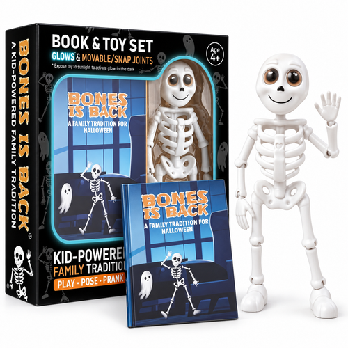 Glow-in-the-Dark Skeleton & Storybook Set for Halloween Family Fun