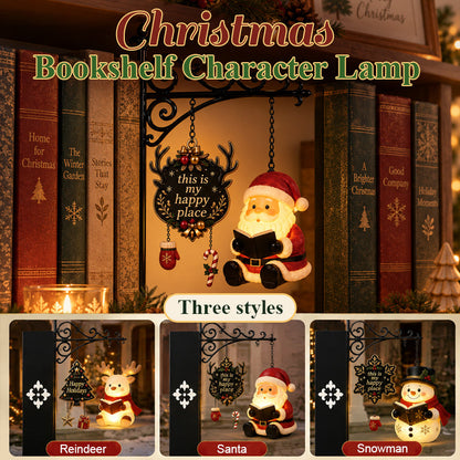 📚🎄 Cozy Christmas Shelf Glow – Hanging Holiday Character Reading Nook Light