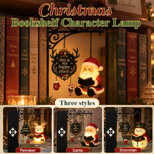 📚🎄 Cozy Christmas Shelf Glow – Hanging Holiday Character Reading Nook Light