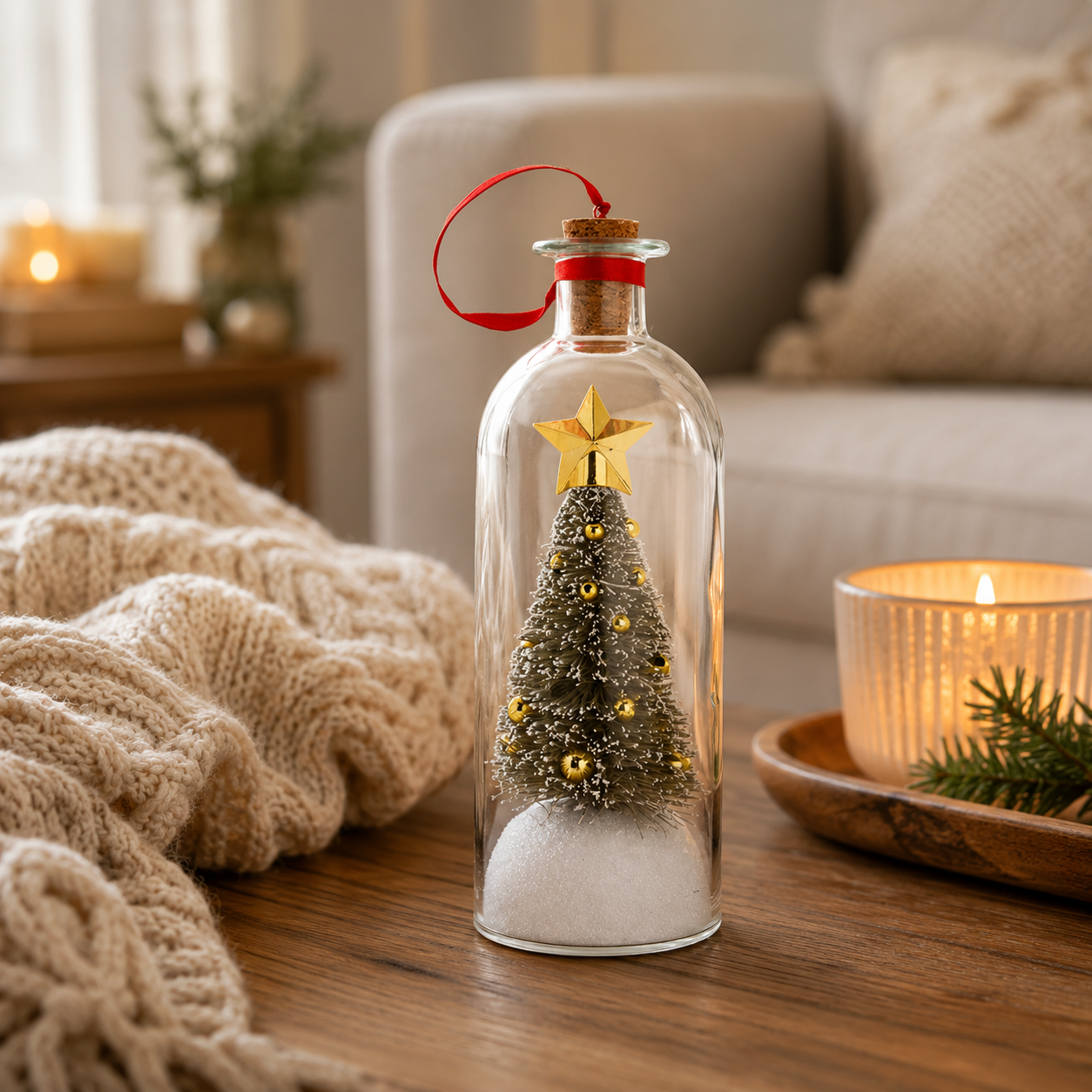 Recordable Christmas Message Bottle with Mini Tree – Personalized Voice Keepsake Gift