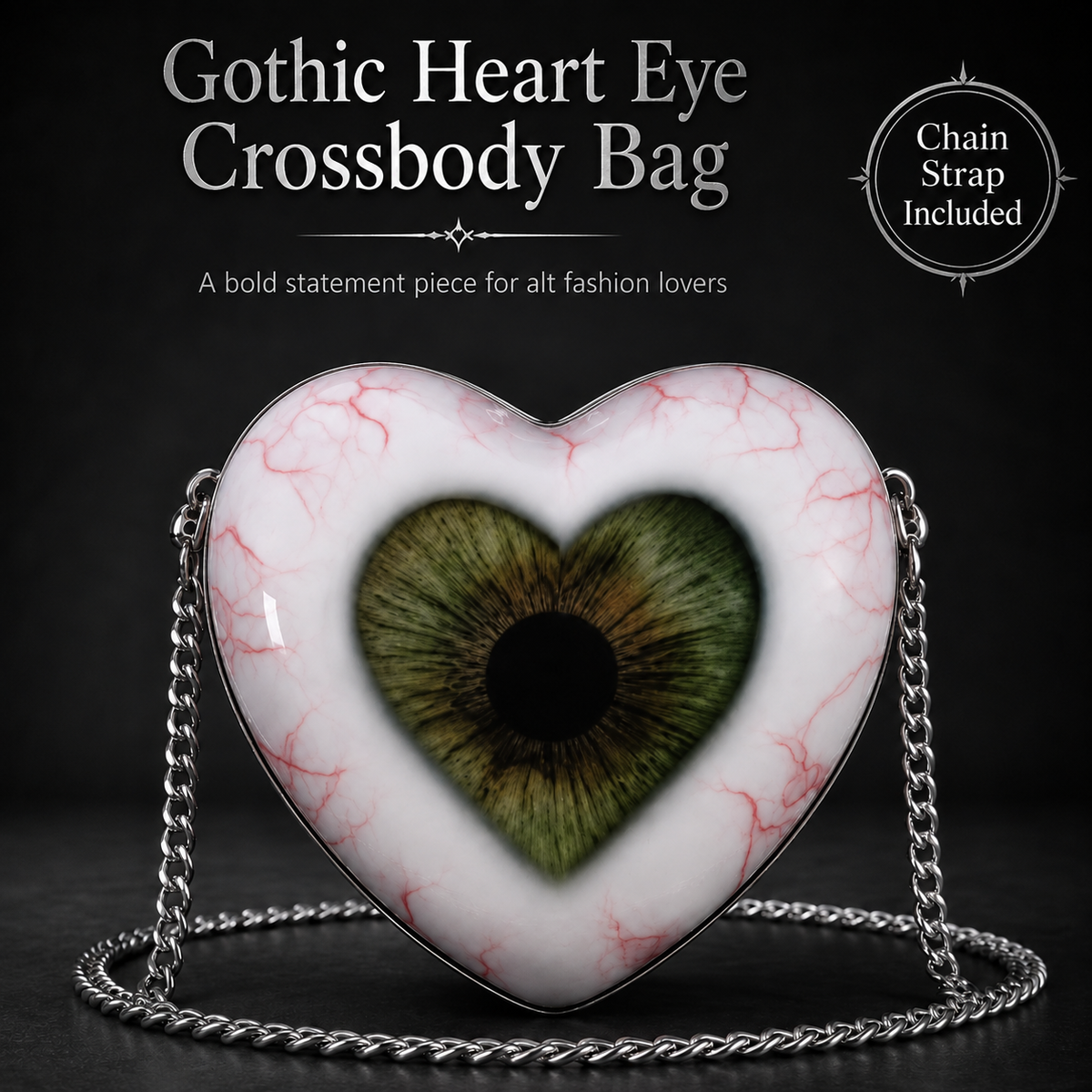 Gothic Heart Eye Statement Crossbody Bag