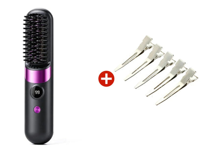 💇‍♀️ 3-in-1 Cordless Hair Straightening Brush – Straighten, Curl & Detangle Anywhere ✨