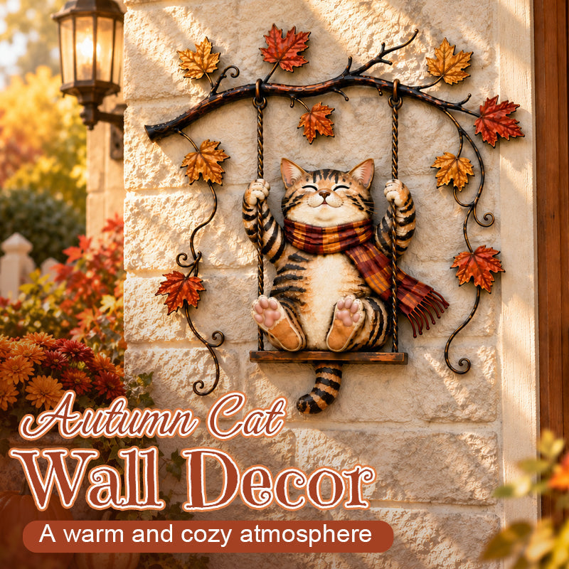 🐱Autumn Cat Metal Wall Decor – Swinging & Standing Cat Designs🍂🐈