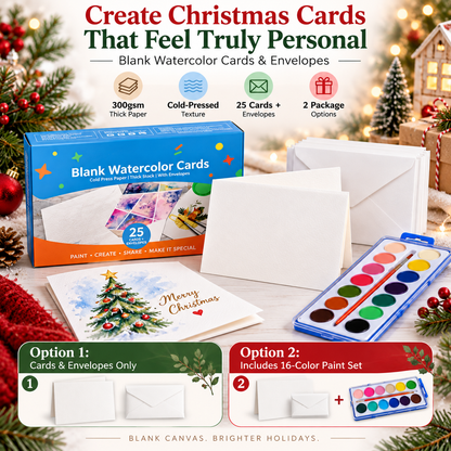 Create-Your-Own Watercolor Cards – 25 Premium Blank Cards & Envelopes
