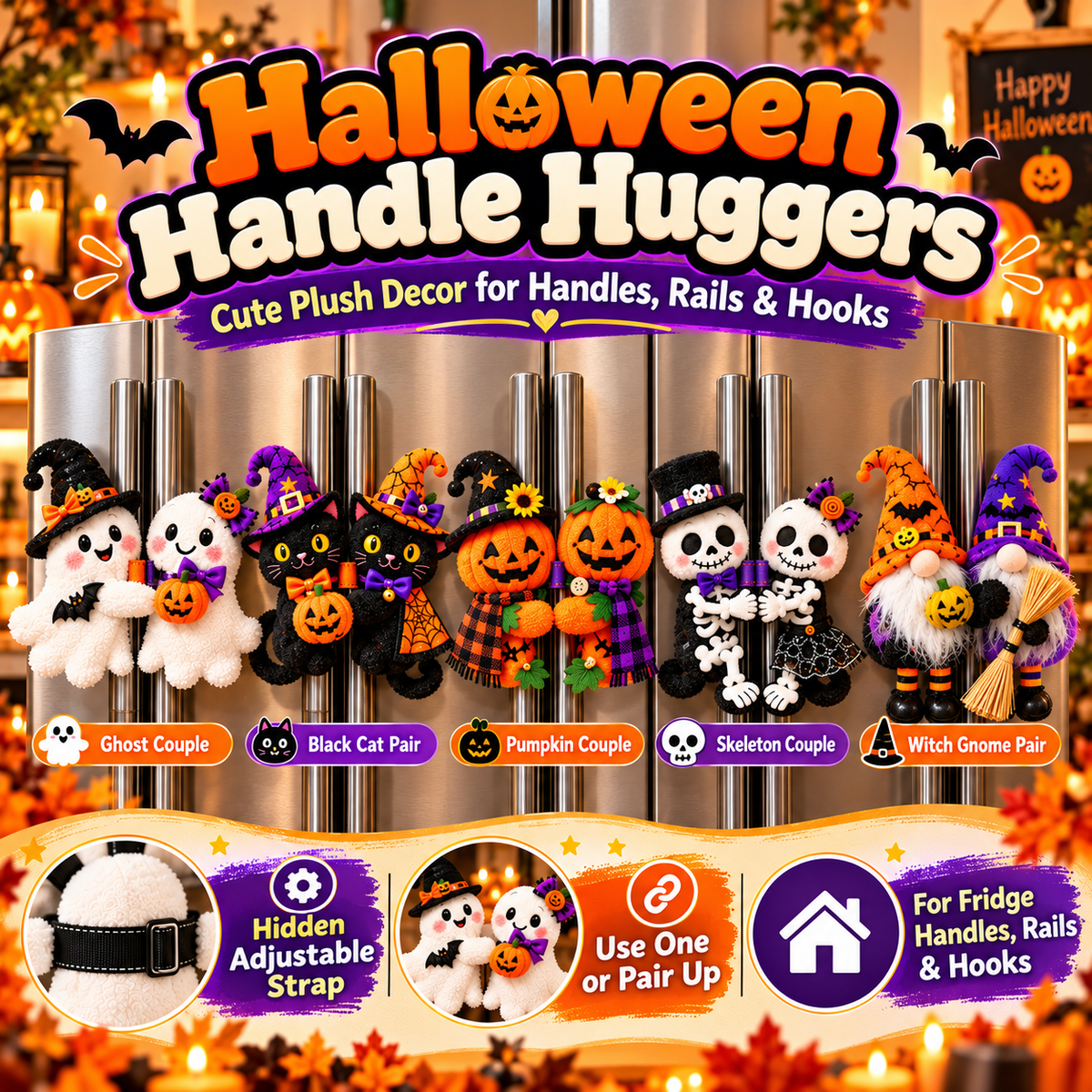 Halloween Handle Huggers – Plush Fridge, Rail & Hook Decorations