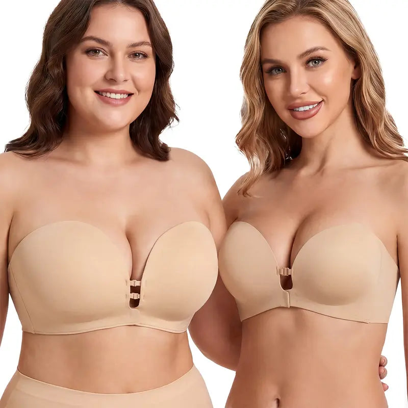 Stay-Up Strapless Front Closure Support Bra