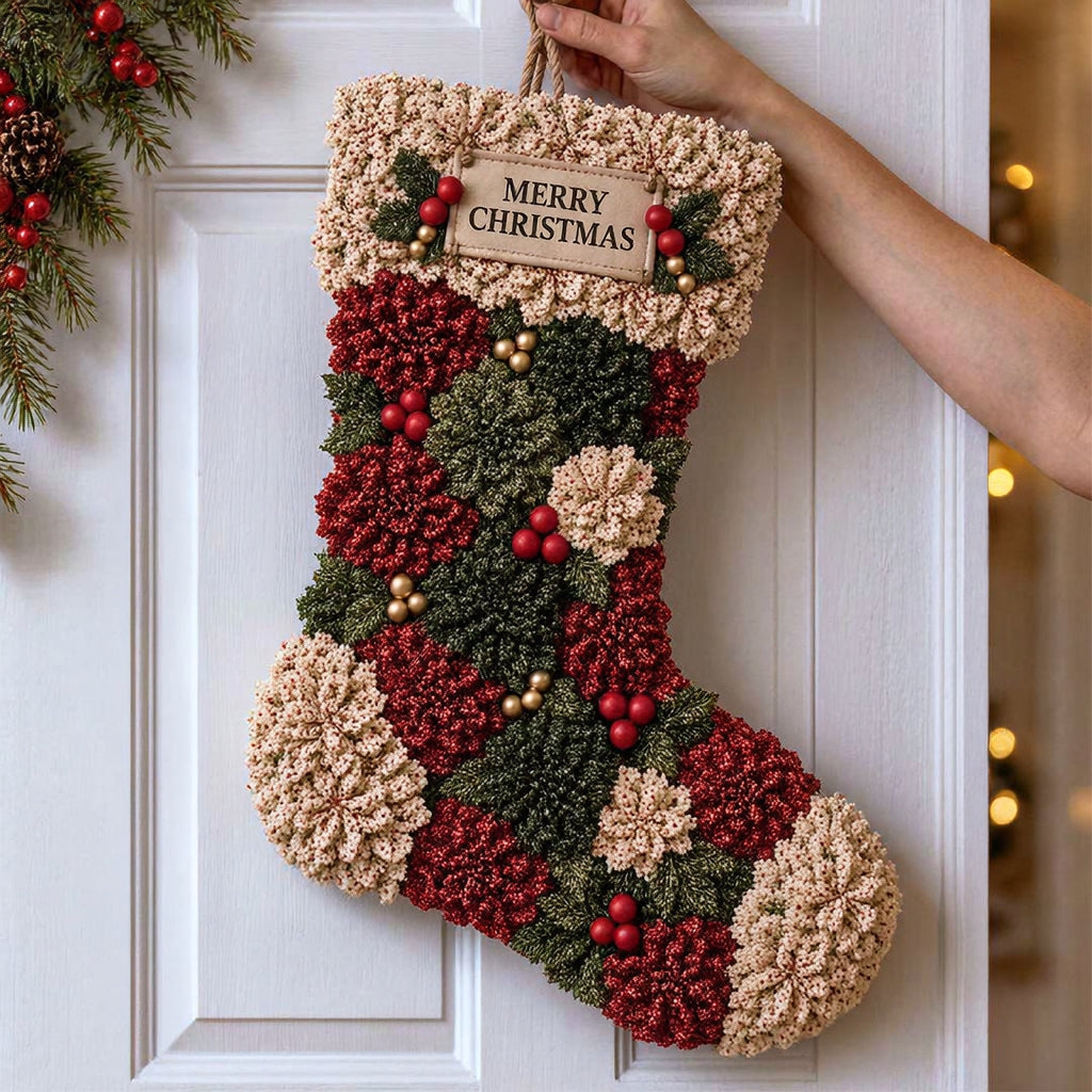 🎄✨Christmas Fabric Flower Door Hanging DIY Kit – Layered Holiday Décor(📦Buy 2 Free Shipping)