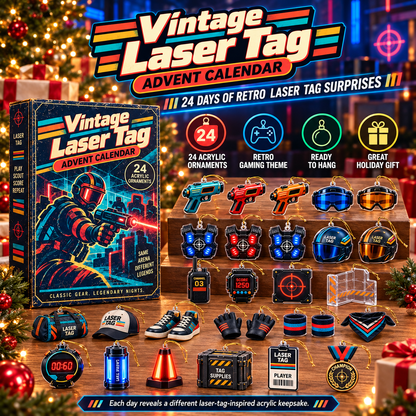 Vintage Laser Tag Advent Calendar – 24 Retro Gaming Acrylic Ornaments
