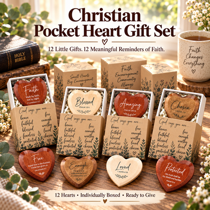 Christian Pocket Heart Gift Set – 12 Meaningful Gifts of Faith & Encouragement