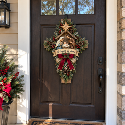 The True Meaning of Christmas – 3D Nativity Cross Wreath