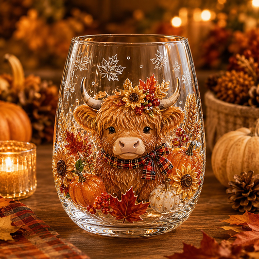 🍂✨Autumn Harvest 3D Glass Cup Gift Set – 6 Festive Designs