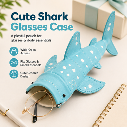 Cute Shark Wide-Mouth Glasses Case