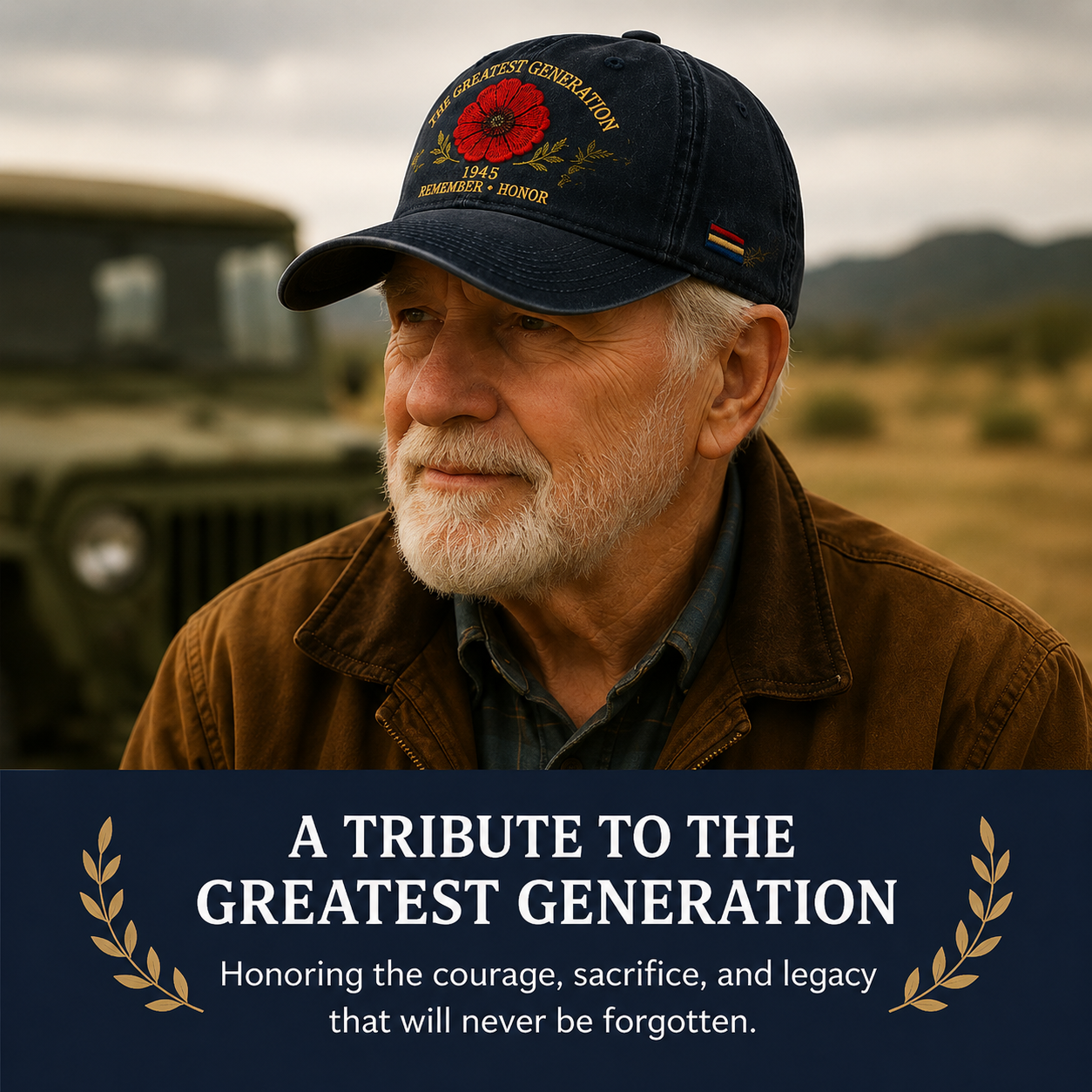 The Greatest Generation 1945 Memorial Poppy Cap – Remember & Honor