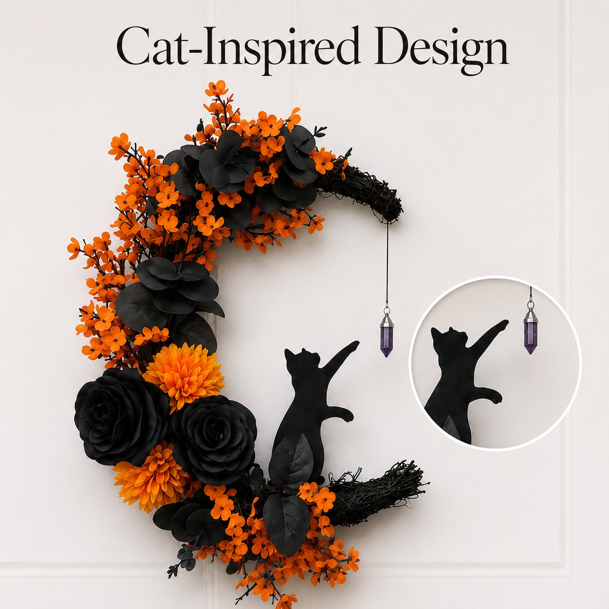 🐈‍⬛🌙Handmade Halloween Cat Wreath