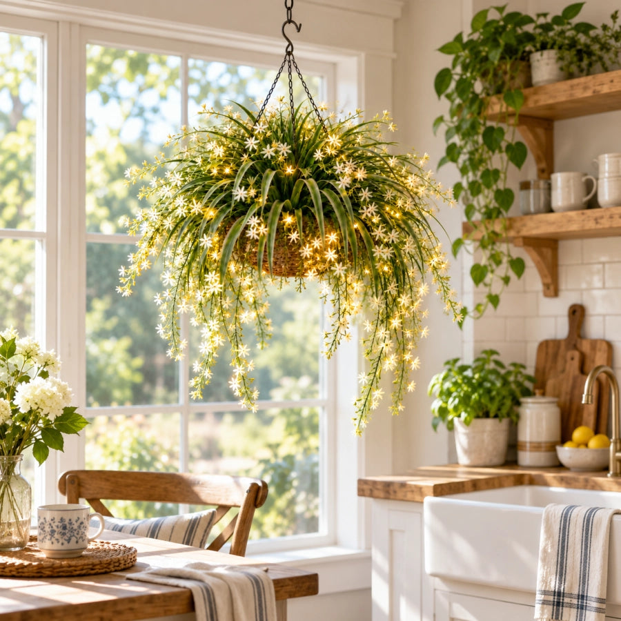 ✨ Blooming Fairy Light Hanging Basket