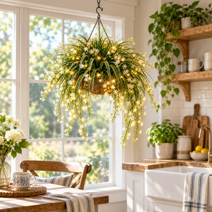 ✨ Blooming Fairy Light Hanging Basket