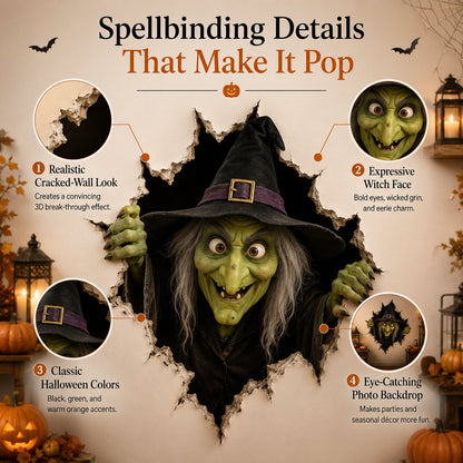Halloween Witch Break-In 3D Wall Decal