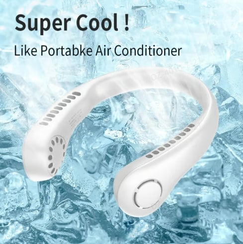 Portable Neck Fan - Hands-Free Bladeless Personal Wearable Fan, 3-Speed USB Rechargeable Cooling Fan for Travel, Office & Outdoor