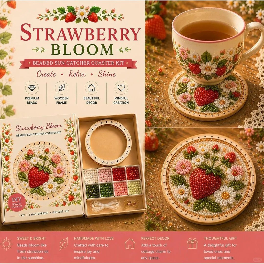 🧵💖 DIY Handmade Floral Beaded Coaster Kit – Relax, Create & Decorate Your Home