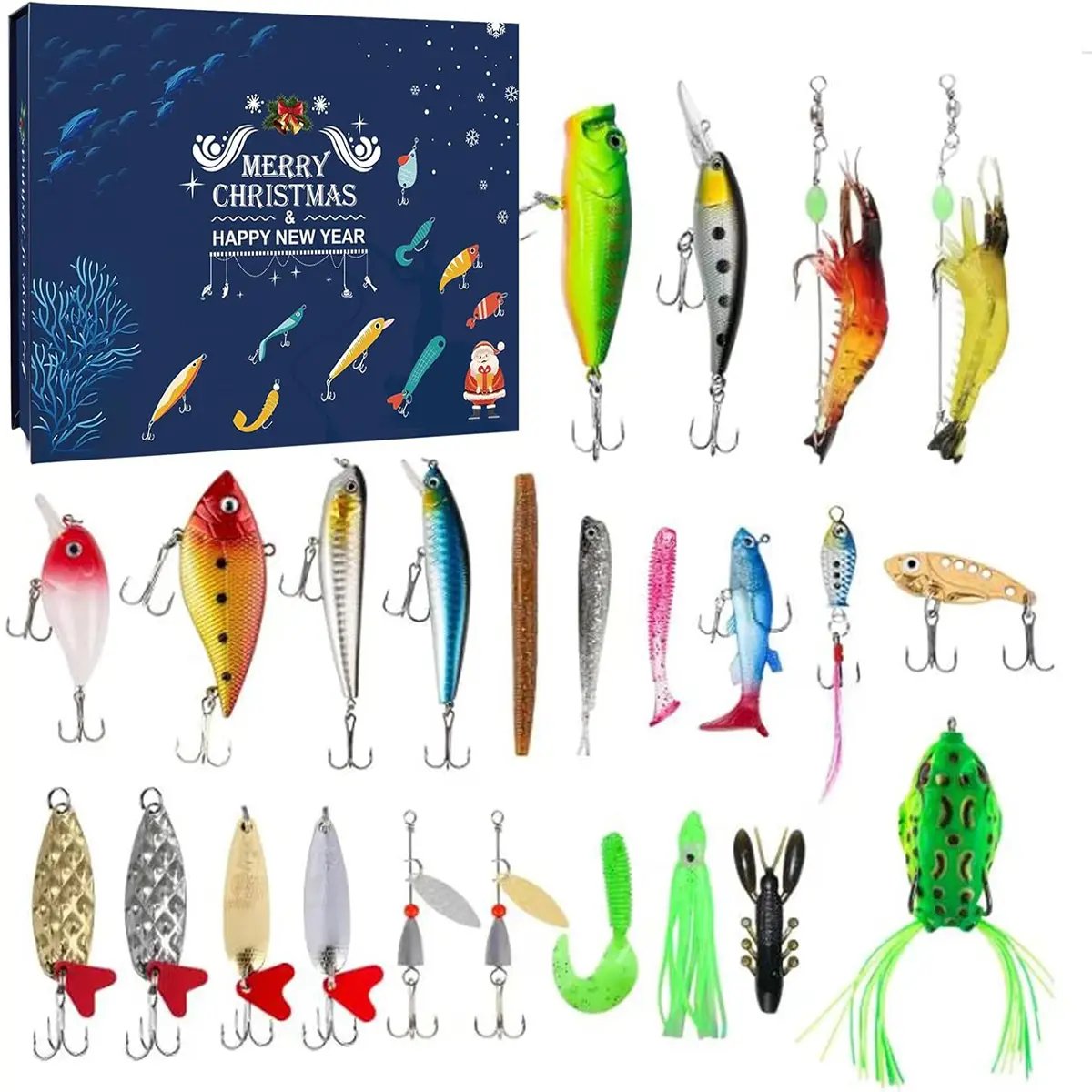 Fishing Advent Calendar 2026 Christmas - 24 Days Fishing Lures Advent Calendar for Fisher