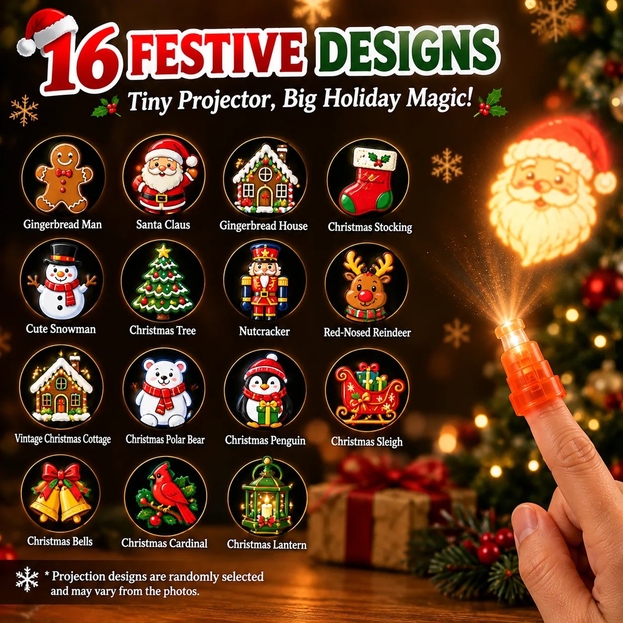 Christmas Finger Projector Lights – Mini Pattern Projector