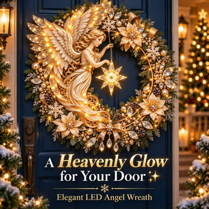 ✨ „Heavenly Angel“-Weihnachtskranz – Beleuchtete Türdekoration für die Feiertage ✨