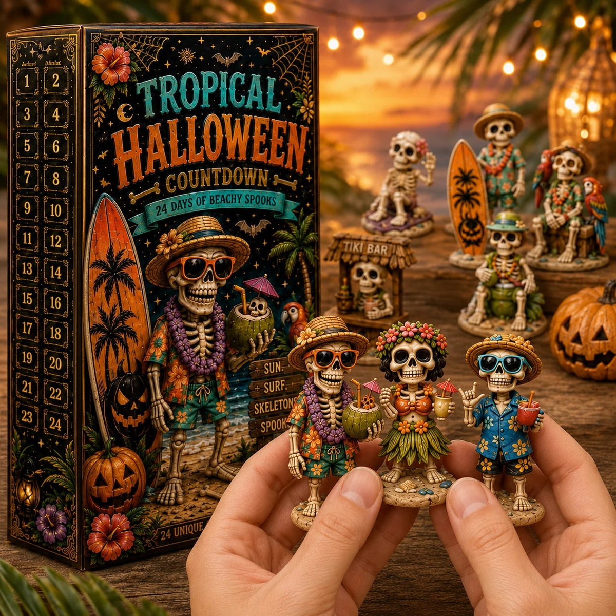 ✨24-Day Christmas Countdown Advent Calendar –Beach Vacation Skeleton Ornament
