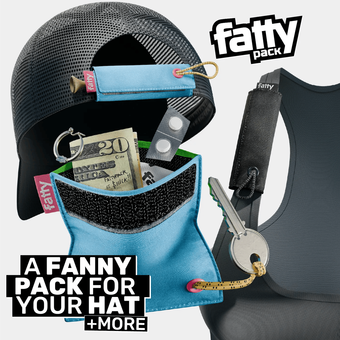 🧢 Anywhere Pocket – Attachable Mini Pouch for Hats, Backpacks, Belts & More