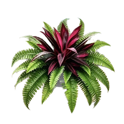 Lifelike Artificial Fern & Red Dracaena: UV-Resistant Outdoor Plant!