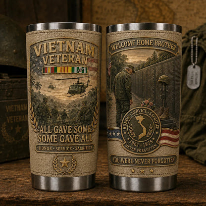 🔥 🇺🇸 Vietnam War Veteran Commemorative Travel Tumbler