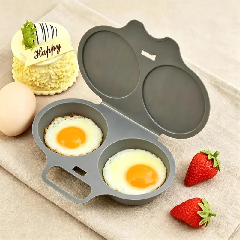 BPA-Free Microwave 2-Cup Egg Steamer Mold (Dark Gray) – Non-Stick Quick Prep Egg Cooker