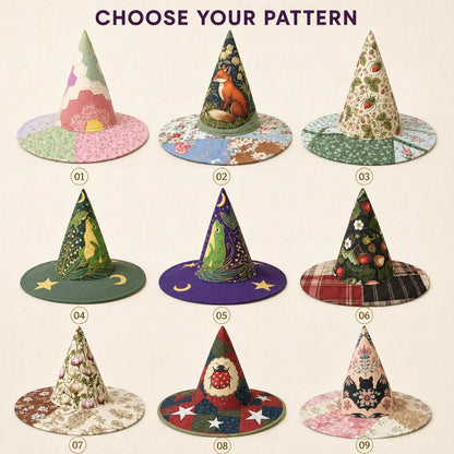 🔥Last Day 49% OFF - 🧙‍♀️ ✨ Quilted Patchwork Witch Hat – Choose Your Magical Pattern